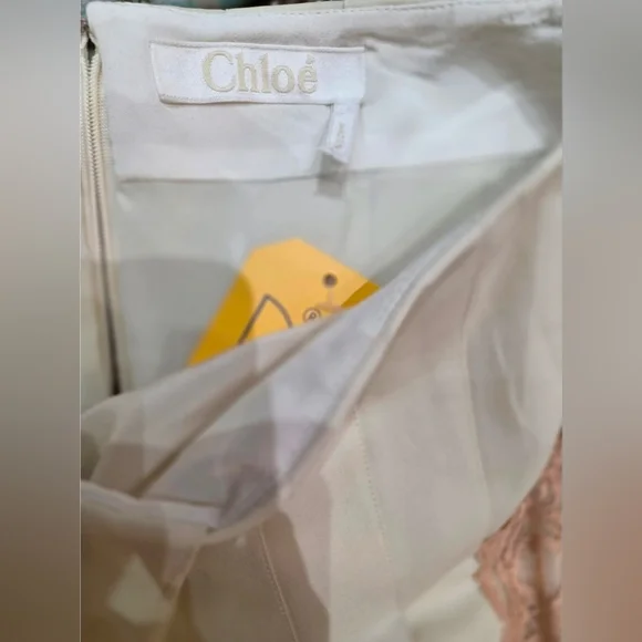 Chloé Silk Chiffon Lace Trim Pleated Midi Skirt – NWT, Size FR 38 Ivory - Picture 14 of 16